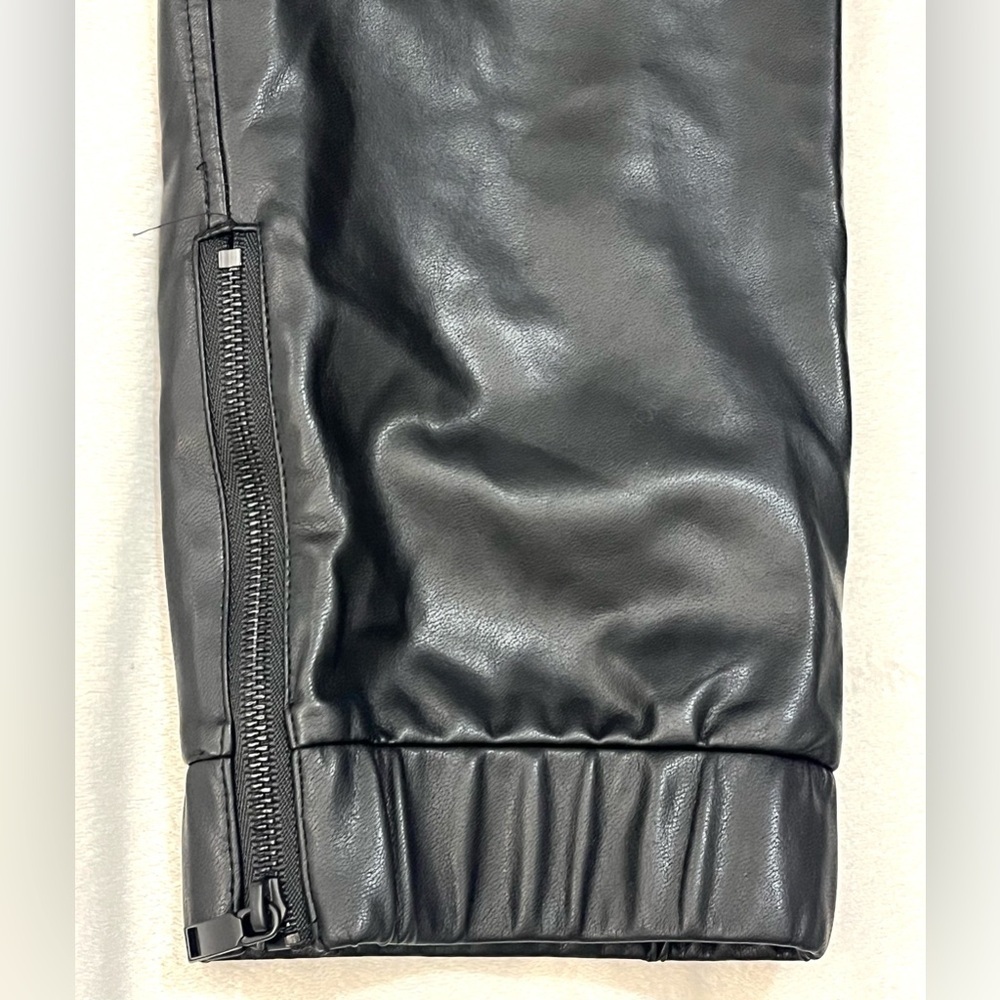 David Lerner Black Faux Leather Joggers with Pockets Women’s Pants Small - Picture 5 of 16